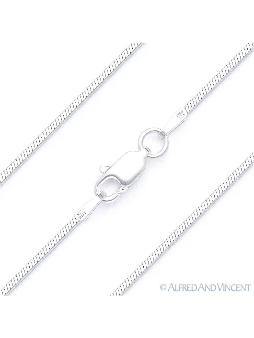 0.8mm 4-Sided Snake Link Italian Chain Necklace in .925 Sterling Silver 24"